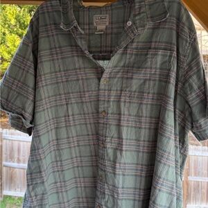 L.L. Bean Men's Casual Green Plaid Shirt